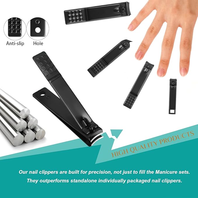 Nail Clippers Set, 26 Piece Manicure Set & Pedicure Kit, Stainless Steel - Image 6