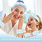 Zkptops 6Pcs Spa Headband for Washing Face Wristbands Set Women Bubble Makeup - Image 2