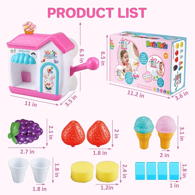 Gretex Toddler Bath Toys for 3 4 5 6 7 8 Years Old Girls, Bubble Ice Cream - Image 6