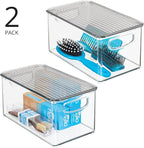 mDesign Deep Plastic Bathroom Storage Bin Box, Lid/Built-in Handles, - Image 2