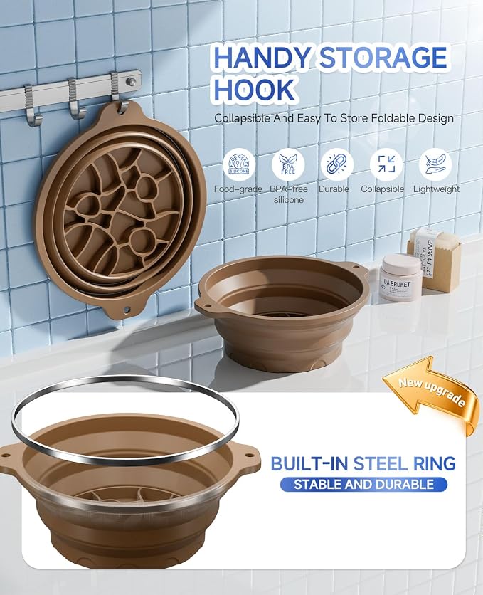 Ice Face Bowl with Built-in Ice Tray, Collapsible Silicone Facial Ice Bath Bowl - Image 4