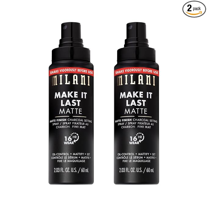 Milani Setting Spray + Primer, Make It Last Matte- Oil Absorbing Charcoal by Milani