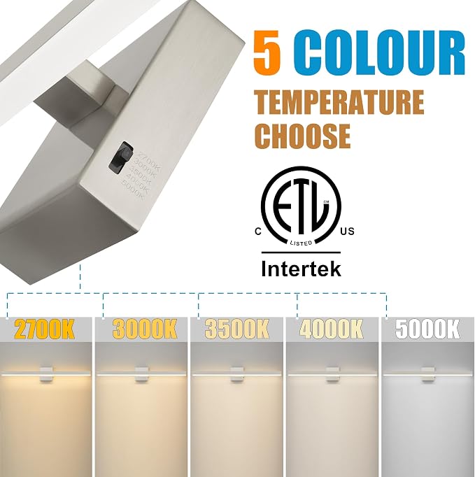 Nickel Bathroom Vanity Light 31.5 inch, 26W Dimmable 5CCT LED Bathroom Light - Image 4