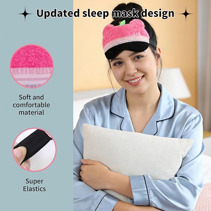 PERFECTSIGHT Sleep Eye Masks, Cute Bear Plush Sleep Eye Cover Lightweight - Image 4