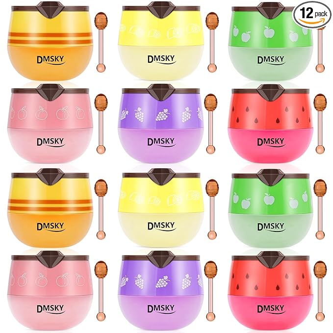 DMSKY 12 PCS Bee Lip Balm Lip Mask Honey Pot, Propolis Sleeping Lip Mask by DMSKY