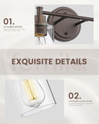 FEMILA 3-Light Vanity Light, Farmhouse Bathroom Light Fixtures, Metal Wall - Image 5