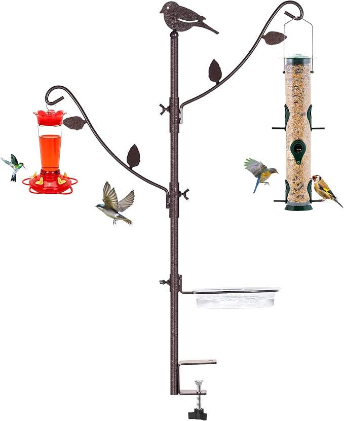 YINGYM Deck Bird Feeder Pole Porch Multi-Hooks Hanging Kit by YINGYM
