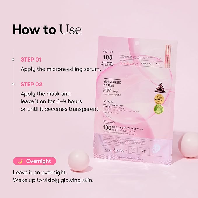 VT COSMETICS Collagen Reedle Shot 100 2-Step Hydrogel Mask, Firming & - Image 6