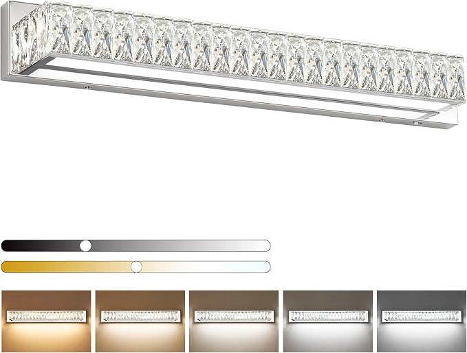 ZUZITO 30in LED Bathroom Lights Over Mirror Modern Crystal Vanity Lights Bar by HOME