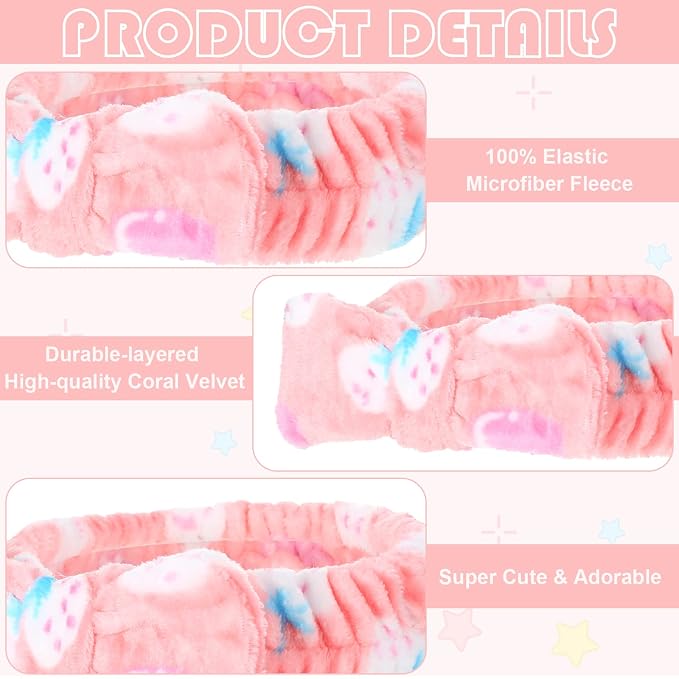 Yinder 40 Pack Bow Spa Headband Coral Fleece Makeup Headband Soft Face Wash - Image 4