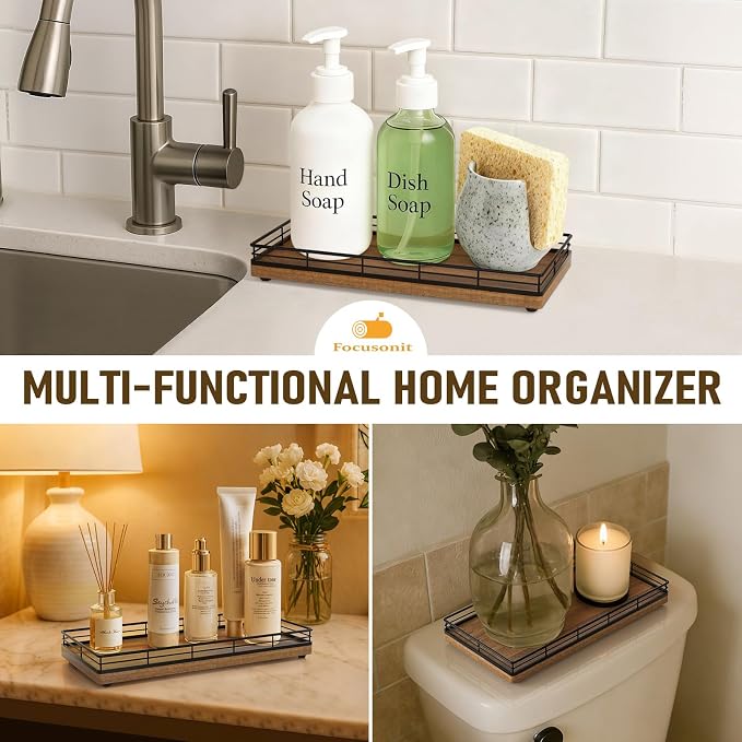 Bathroom Vanity Tray for Countertop, Bathroom Organizer for Soap, Perfume & - Image 5