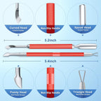 2PCS Metal Red Cuticle Pusher and Cutter Remover Salon Quality Stainless Steel - Image 2