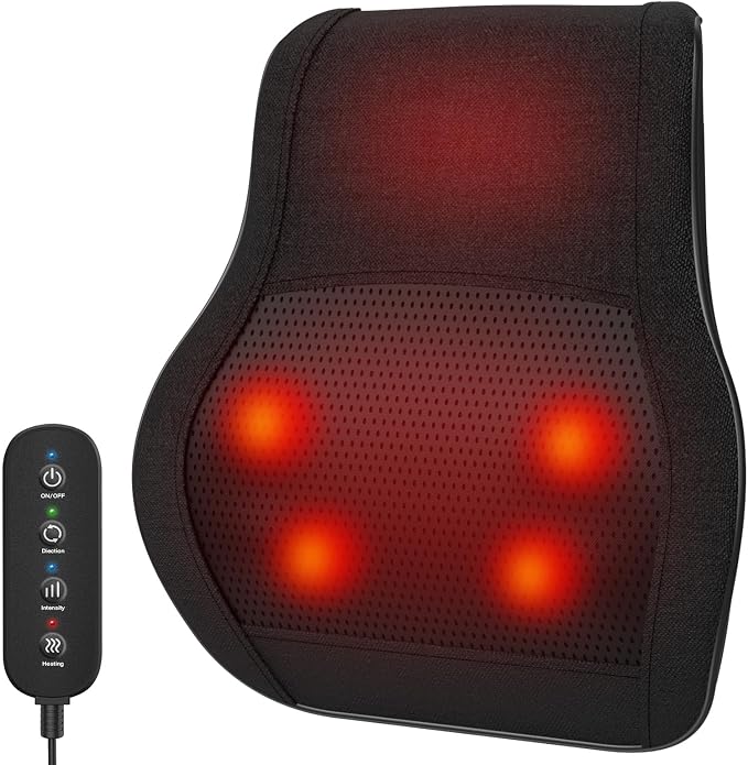Back Massager with Heat for Pain Deep Tissue 3D Kneading Massage Pillow for by Ekmoey