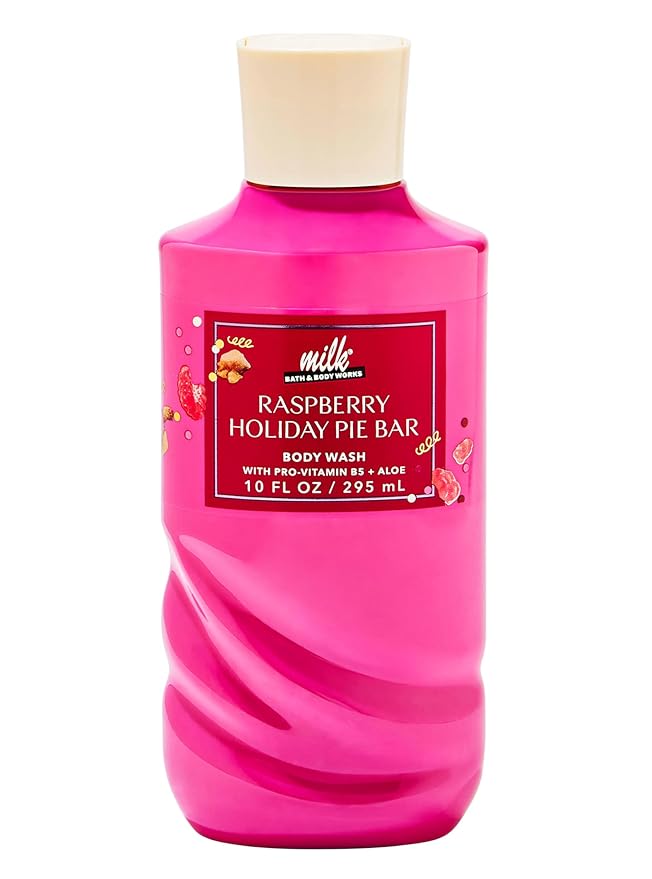 Bath and Body Works Milk Raspberry Holiday Pie Bar Body Wash Shower Gel Gift Set by BathBodyWorks
