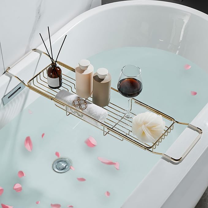 Stainless Steel Bathtub Caddy Tray, Expandable Bathtub Holder Table, Adjustable by Unknown