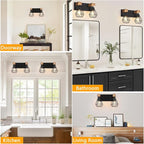 FadimiKoo 2-Light Rustic Style Wood Bathroom Wall Sconce, Farmhouse Vanity - Image 6