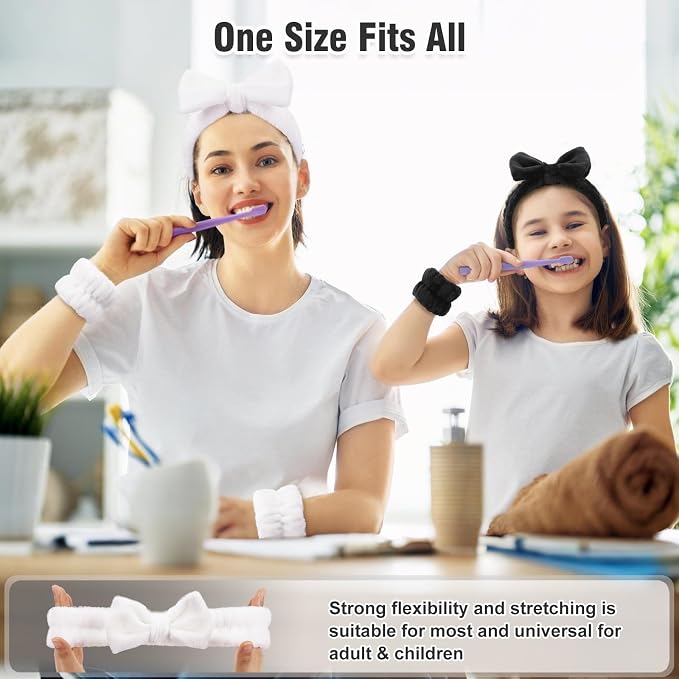 Spa Headbands for Women with Wristband Set: Facial Makeup Headbands for Girls & - Image 4