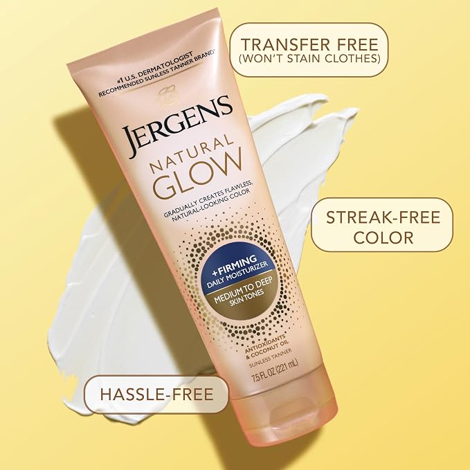 Jergens Natural Glow +Firming Self Tanner Body Lotion, Medium to Deep Skin Tone - Image 7