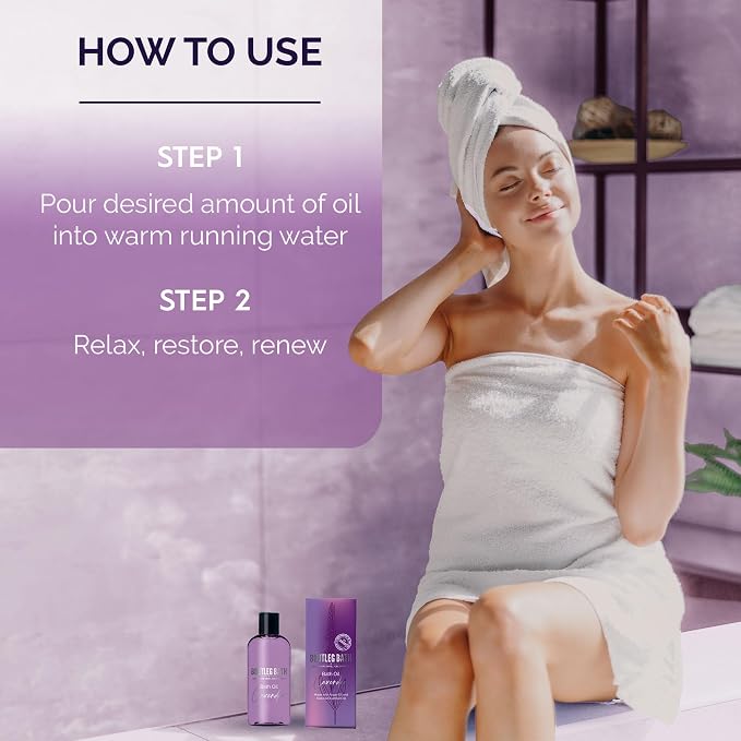 Lavender Bath Oil with Marula, and Jojoba Oils, Chamomile Extract, and 100% - Image 5