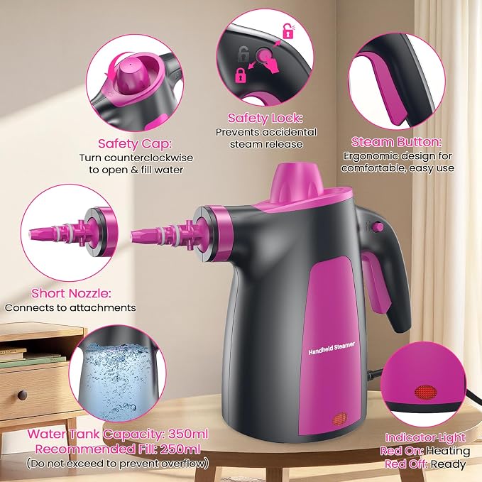 LABIGO Steam Cleaner, Pressurized Handheld Multi-Surface Natural Steam Cleaner - Image 6