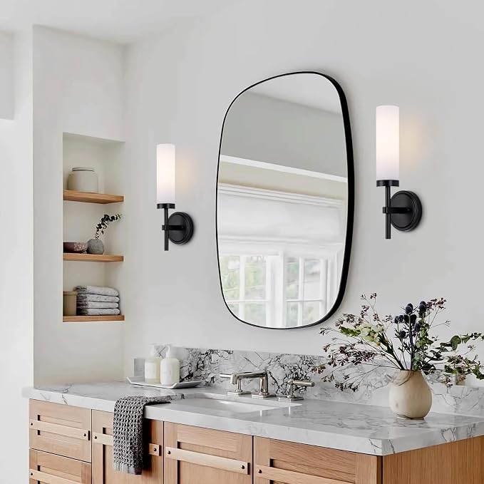 Black Bathroom Wall Sconces Set of 2, Modern Sconces Wall Lighting Vanity Lights - Image 2