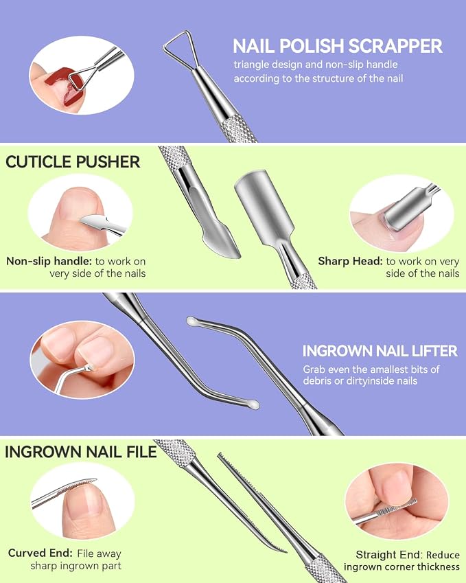 MORGLES Nail Care Kit, Manicure and Pedicure Tools Kit, 3 Nail File 100/180 - Image 6