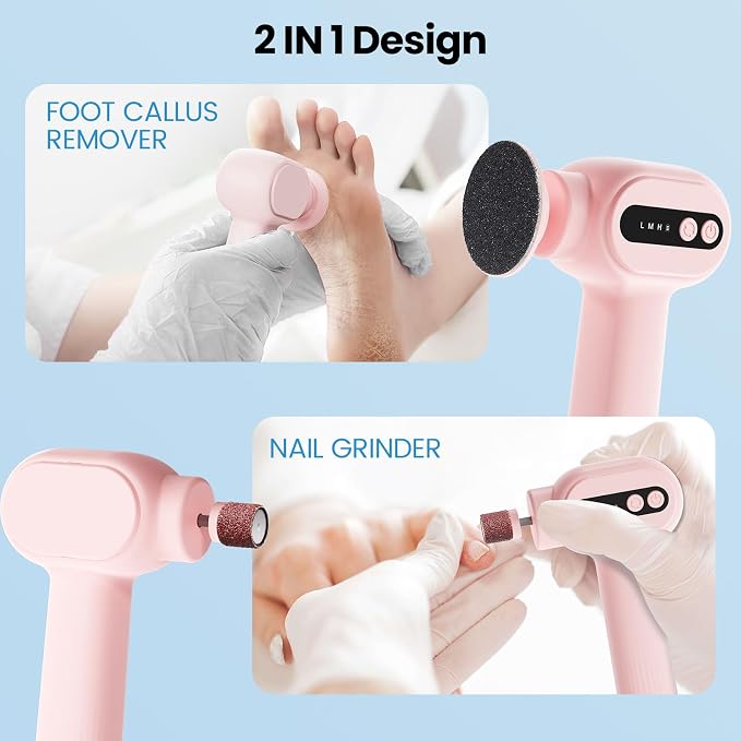Electric Callus Remover for Feet, 2 in 1 Cordless Foot File Grinder Scrubber - Image 4