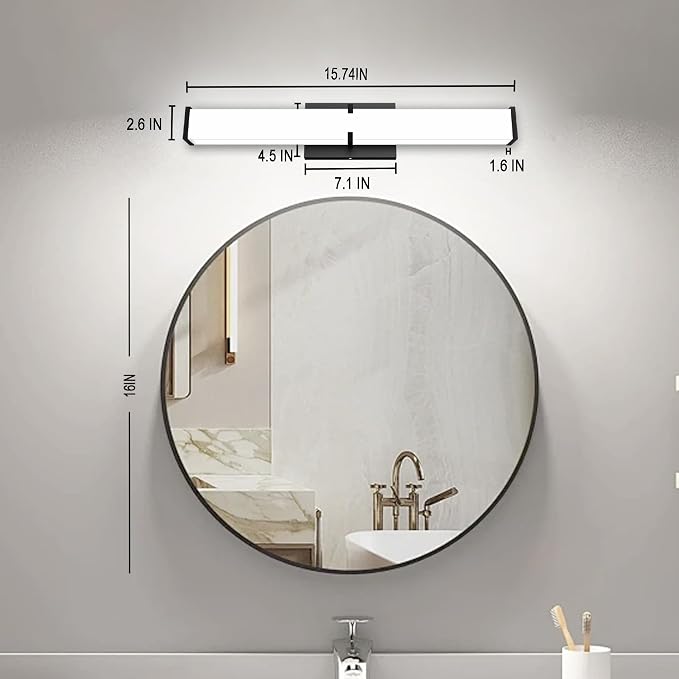 16 Inch LED Bathroom Lighting Fixtures Over Mirror, Modern Black Vanity Lights - Image 8