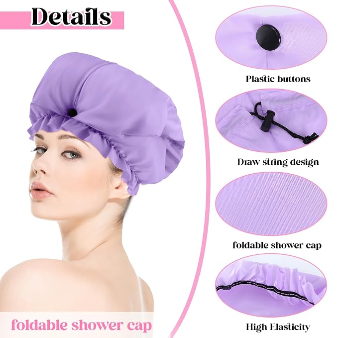 2 Pcs Large Shower Cap for Braids, Extra Long Shower Cap for Women Long Hair & - Image 3