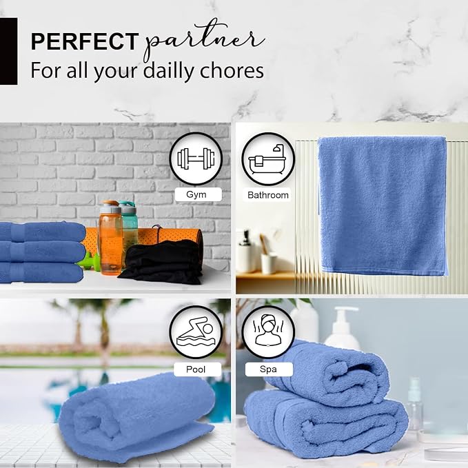 KAHAF COLLECTION 100% Cotton Bath Towels, 24x48 Pack of 6 Towels, Quick Dry - Image 7