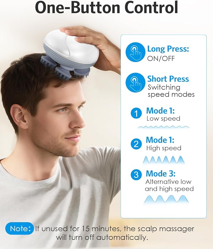 AMIR Upgraded Electric Scalp Massager, Portable Head Massager - Image 4