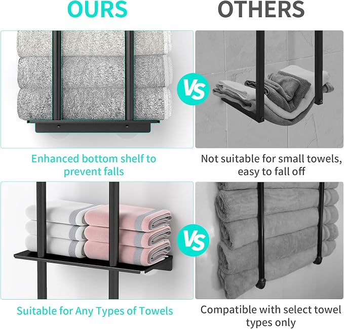 Over The Door Towel Rack, 3 Tier Hanging Towel Rack - Image 4
