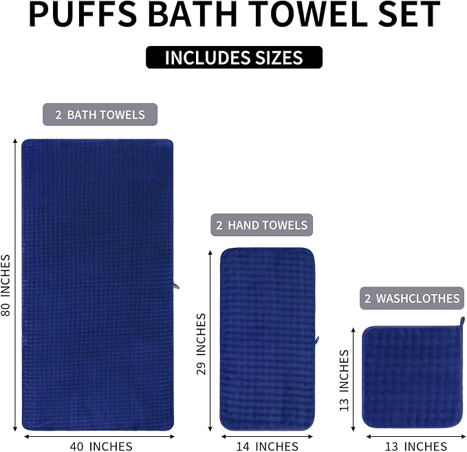 KBY Bath Towels Set 6 Piece 40x80 Inches，2 Extra Large Bath Sheets 2 Hand - Image 6