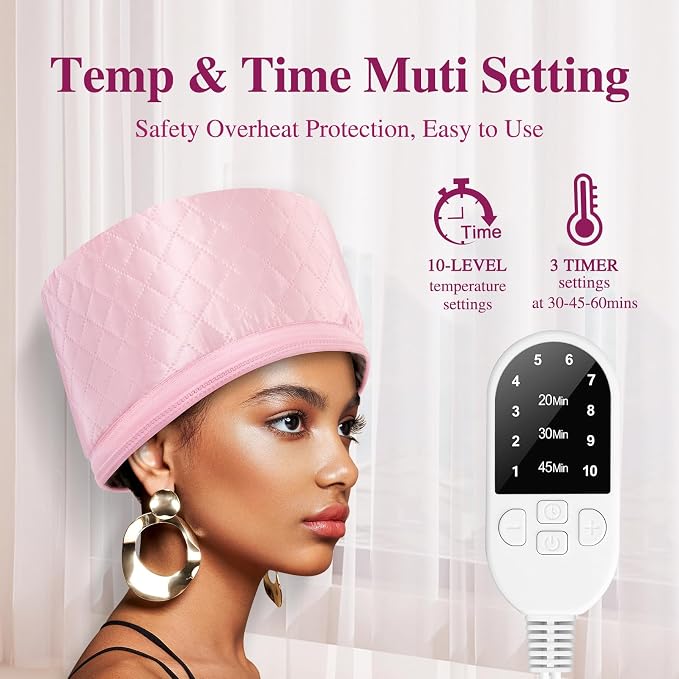 Heat Cap for Deep Conditioning: 10-Level Heats Up Quickly 3 Time Settings Hair - Image 4