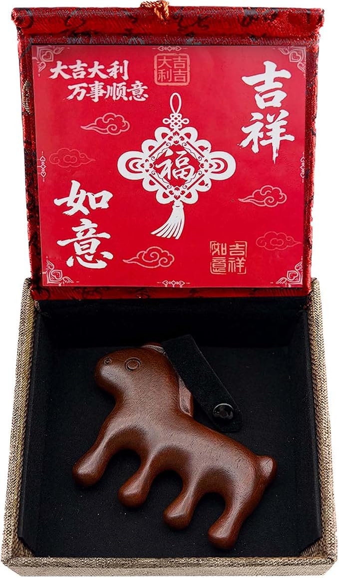 Sandalwood Cute Pony Scalp Massager | Wooden Massage Brush by Unknown