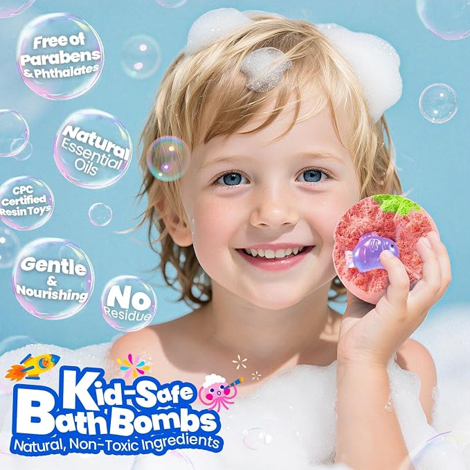 Bath Bombs for Kids with Surprise Inside, 32 Pack 1.8-Inch Fizzy Bath Bombs - Image 2