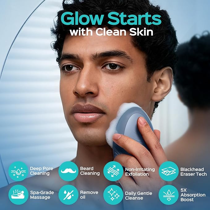 COSLUS FBS01 Facial Cleansing Brush Face Scrubber: Portable Silicone Waterproof - Image 2