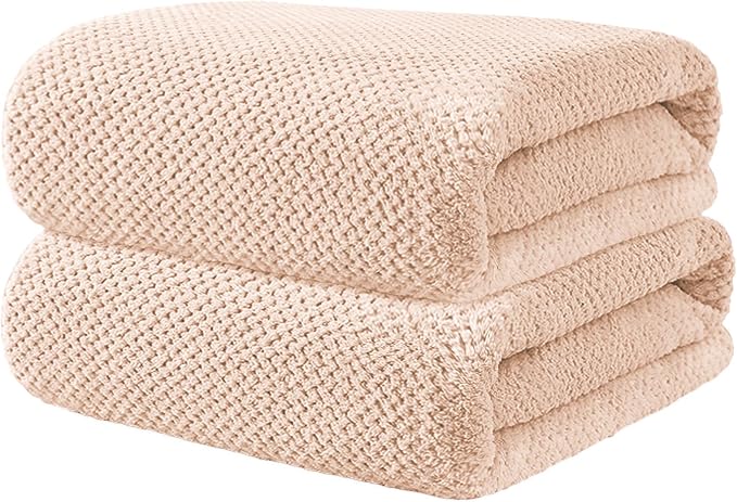 2 Pack Bath Towel Set, Lightweight Waffle Bath Towel Set, Microfiber Super Soft by Wuwahold