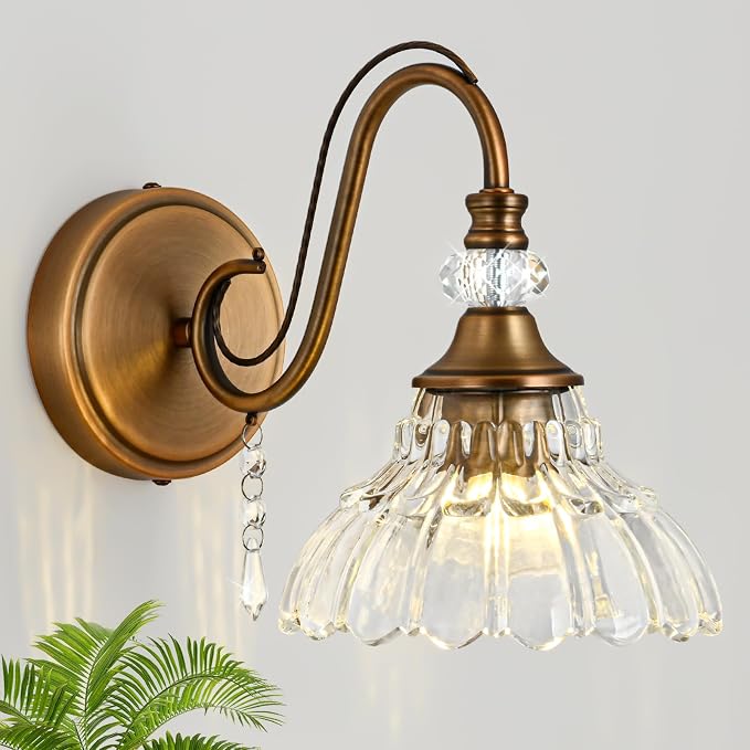1 Piece Vintage Wall Sconce, 1-Light Matte Antique Brass Finish Wall Sconce by Unknown