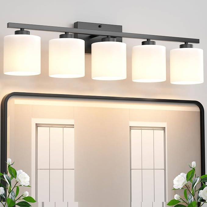 Honesorn 5-Light Vanity Lights, Matte Black - Image 8