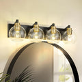 Bathroom Light Fixtures, 4-Light Black and Gold Bathroom Vanity Light, 26 Inch by Metwet