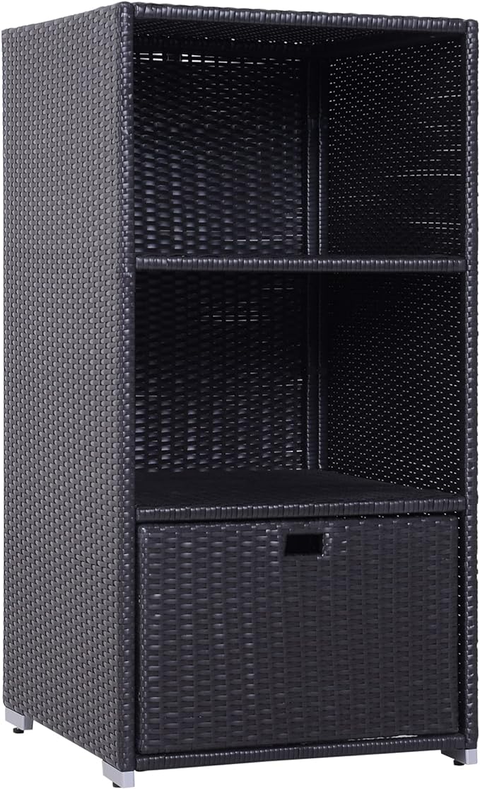 Outsunny Valet Pool Towel Rack, Waterproof PE Plastic Rattan Wicker Storage by Outsunny