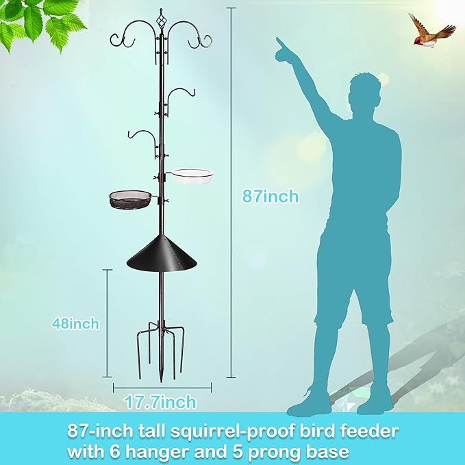 YINGYM Bird Feeding Station Kit, 87 Inches Bird Feeder Pole, Premium Feeder - Image 2