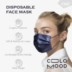 CSD Colo 30 Pcs Navy Blue Disposable Face Masks, 3 Ply Adult Mask - Image 3
