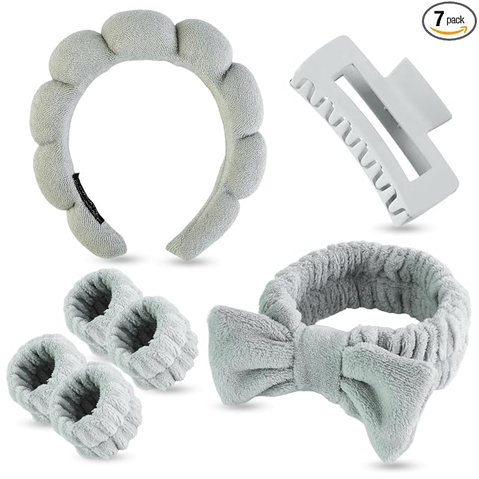 7 Pcs Spa Set, Facial Headband and Wristband Set, Skincare Accessories by Unknown