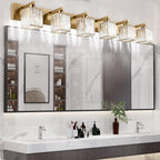 Aipsun Bathroom Vanity Light Brass Crystal Vanity Lighting Fixtures 6 Light - Image 6