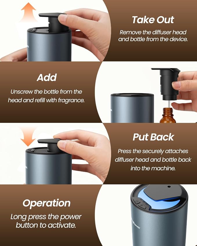 Waterless Diffuser for Essential Oil, Smart Car Air Freshener Diffuser - Image 7