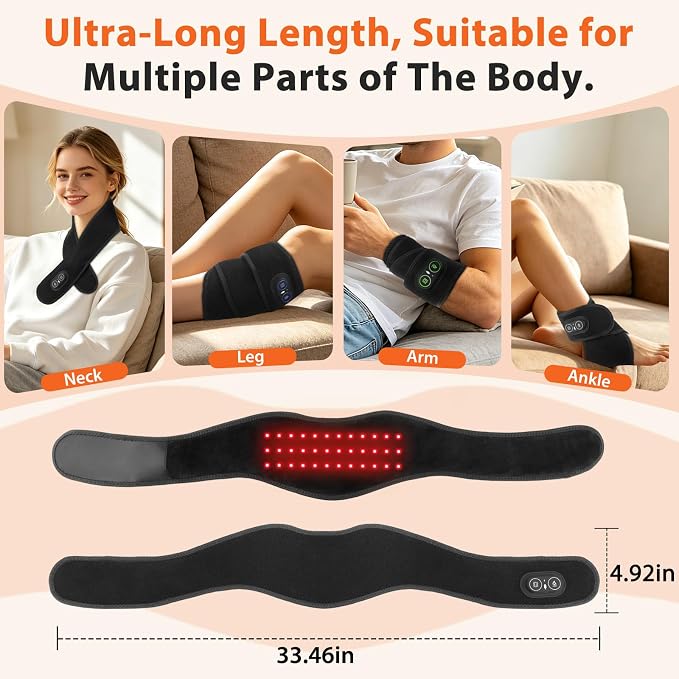 Neck Heating Pad with Massage, Heating Neck Wrap with 660nm 850nm Red Light - Image 7