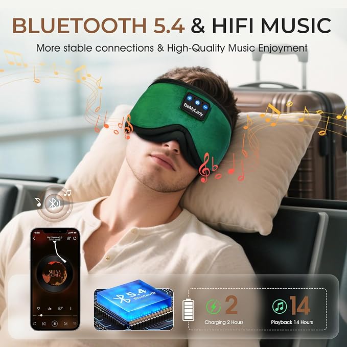 Sleep mask Headphones, 100% Blackout 3D Zero Eye Pressure Bluetooth Sleep mask - Image 5