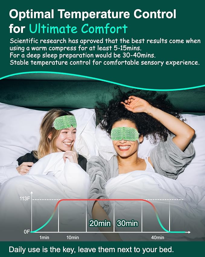 16 Packs Steam Eye Masks for Dry Eyes, Self Heating Warm Compress for Eyes - Image 5